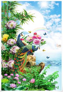 ภาพติดผนังแต่งห้องลายนกยูง