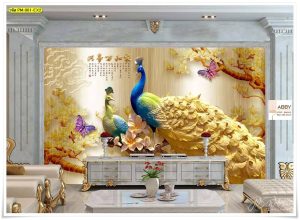 ภาพติดผนังลายนกยูง