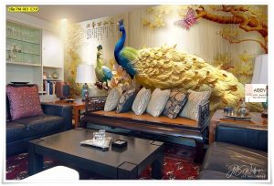 Wallpaperติดผนังลายนกยูงทอง