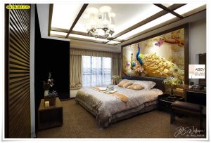 ภาพแคนวาสติดผนังลายนกยูง