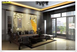 ภาพติดผนังสั่งพิมพ์ลายนกยูง