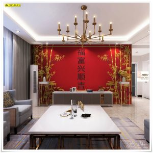 วอลเปเปอร์แต่งผนังลายอักษรจีนมงคล