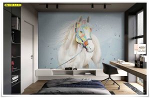 Wallpaperติดผนังลายม้าขาว