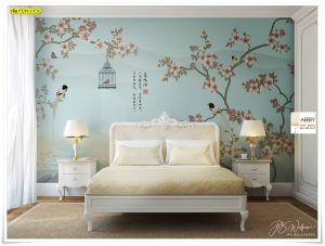 วอลเปเปอร์ติดผนังลายดอกไม้จีน