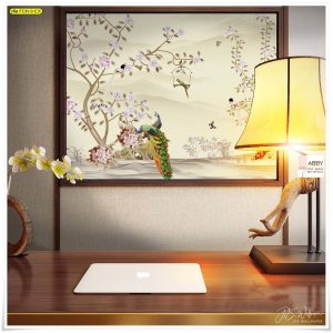 ภาพแคนวาสแต่งห้องลายดอกไม้จีน