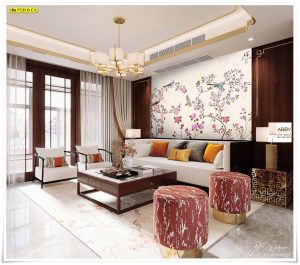 Wallpaperแต่งห้องลายดอกไม้จีน