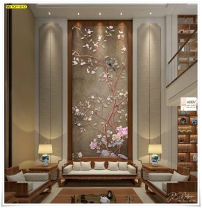 ภาพแคนวาสแต่งผนังลายดอกไม้จีน
