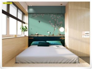 Wallpaperแต่งผนังลายดอกไม้จีน