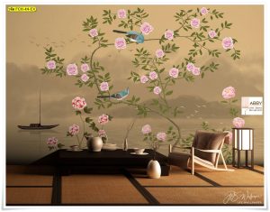 วอลเปเปอร์สั่งพิมพ์ลายดอกไม้สีชมพู