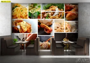 ตัวอย่างการออกแบบวอลเปเปอร์สั่งพิมพ์ลายอาหารตามคอนเซ็ปต์ร้านเพื่อสร้างเอกลักษณ์และความน่าจดจำ