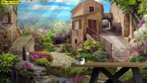 งานศิลปะพิมพ์ภาพแนวหมู่บ้านชนบทยุโรปเสริมกลิ่นอายธรรมชาติของโรงแรมเพื่อประสบการณ์การพักผ่อนที่สมบูรณ์