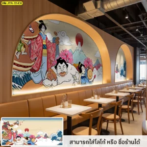 สติ๊กเกอร์ 3M ลายอาหารญี่ปุ่นสำหรับติดกระจกหน้าร้าน ใช้เสริมความสวยงามและจุดขาย เชิญชวนลูกค้าเข้าร้านด้วยภาพลายโมเดิร์นสดใสทันสมัย