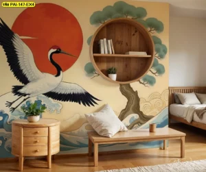 ตกแต่งบ้านด้วยวอลเปเปอร์นกกระเรียนคุณภาพสูงพิมพ์บนผ้าแคนวาสไร้รอยต่อ เพิ่มความสวยงามและบรรยากาศที่สบายตา