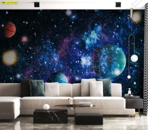 ภาพวิวอวกาศแบบพรีเมียม เน้นความอลังการ สำหรับห้องนั่งเล่นหรือพื้นที่โชว์สินค้าในคาเฟ่หรู