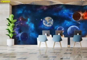 วอลเปเปอร์ภาพจักรวาลสำหรับร้านบันเทิงและคาเฟ่ เพิ่มลูกเล่นสีสันให้พื้นที่ใหม่ มีดีไซน์เฉพาะคุณ