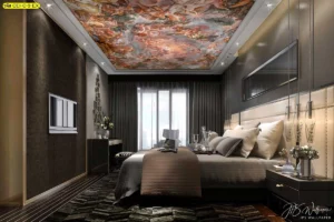 รูปภาพศิลปะฝ้าเพดานภาพวาดสีน้ำมันสไตล์เรเนซองส์สำหรับห้องนอนเจ้าของบ้านหรูรสนิยมคลาสสิก