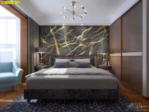 วอลเปเปอร์แคนวาสทอง ลายหินอ่อนทองดำสุดลักซ์ชัวรี่ เหมาะตกแต่งห้องนอนโรงแรมหรือห้องพักธุรกิจหรูเพื่อสร้างความประทับใจ และเพิ่มความหรูหราให้ธุรกิจโรงแรม