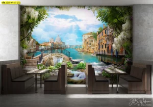 ภาพเวนิสอิตาเลียนติดผนังตกแต่งร้านอาหารในโรงแรมสร้างประสบการณ์รับประทานอาหาร