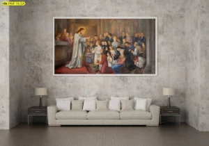 วอลเปเปอร์ภาพศิลปะกรีกโรมัน ติดเพดานสไตล์บาร็อคลวดลายทองคลาสสิกภาพเทวดาบนสวรรค์ในห้องโมเดิร์นลอฟท์