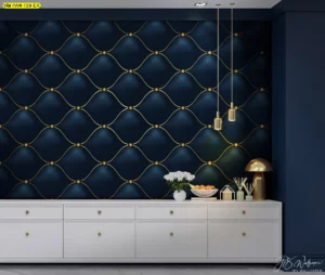 วอลเปเปอร์ลายปุ่มตารางสีกรมทองสไตล์ร่วมสมัย ติดตั้งในพื้นที่รับประทานอาหารหรือห้องรับแขกสำหรับเจ้าของบ้านที่ต้องการความหรูหรา