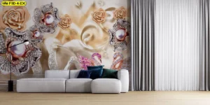 วอลเปเปอร์ดอกไม้เพชรแฟชั่น พร้อมงานพิมพ์คุณภาพ เหมาะตกแต่งห้องนั่งเล่น คอนโด ใส่สไตล์คุณเอง