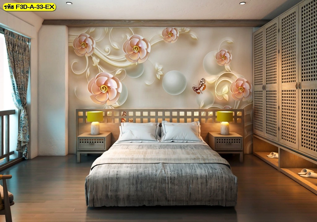 วอลเปเปอร์ภาพดอกกุหลาบชมพูสามมิติ แต่งผนังห้องนอนโรงแรมหรือร้านอาหารญี่ปุ่น ด้วยลวดลายศิลปะโมเดิร์นเติมเสน่ห์ความละมุน สะท้อนรสนิยมธุรกิจไม่เหมือนใคร