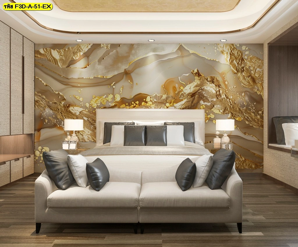 วอลเปเปอร์โทนสีทองสไตล์หรู ศิลปะเส้นทองแนวคลาสสิกโมเดิร์น สร้างบรรยากาศอบอุ่นและหรูหราในทุกมุม