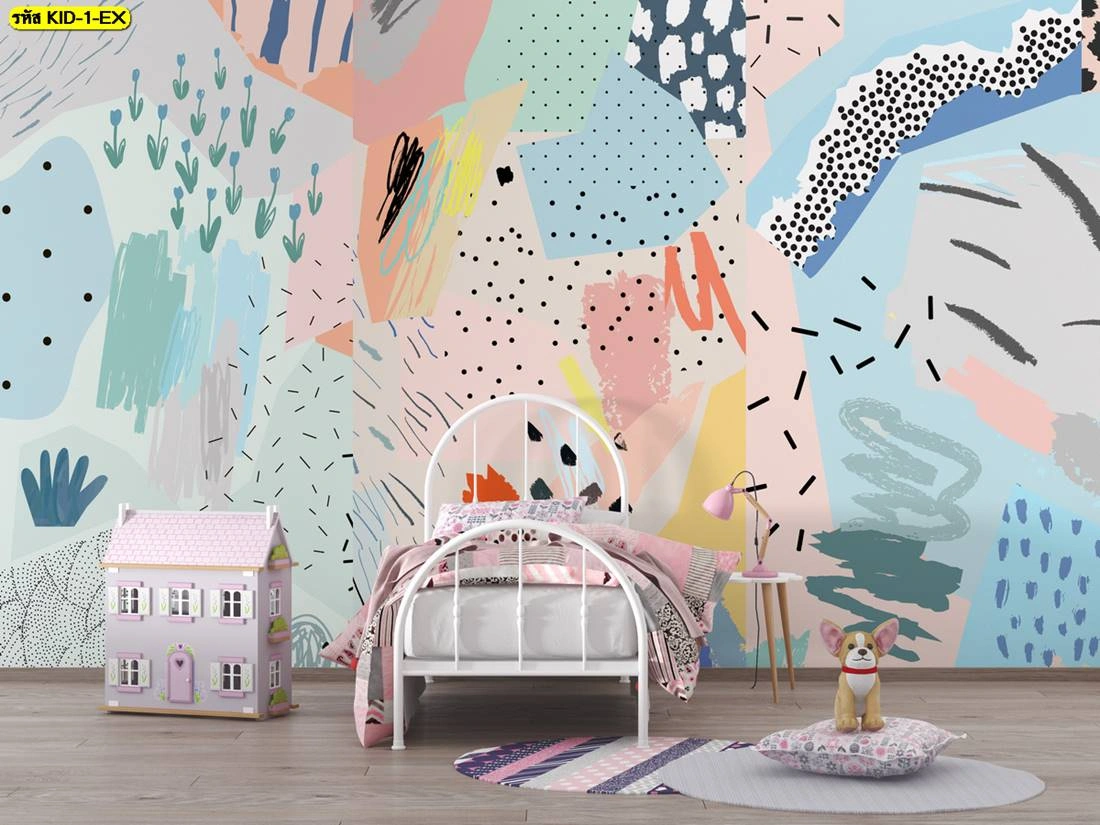 วอลเปเปอร์ห้องเด็กลายศิลปะ เป็นฉากนิทรรศการผลงานเด็กและฝึกเล่าเรื่องผ่านพื้นผิวหลายแบบ