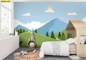 วอลเปเปอร์แต่งห้องเด็ก ผ้าแคนวาสหน้ากว้างไร้รอยต่อ เหมาะกับมุมเรียนรู้สำหรับเด็กโฮมสคูล พื้นที่ธรรมชาติสร้างความสงบและผ่อนคลายในบ้าน