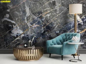 วอลเปเปอร์ลายหินอ่อน สีน้ำเงินเทา เหมาะกับตกแต่งผนังห้องรับแขกหรือมุมพักผ่อน ดูทันสมัยและเสริมบรรยากาศหรูหราให้กับงานตกแต่งภายในนักออกแบบและอสังหาริมทรัพย์โดยเฉพาะ