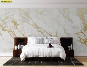 วอลเปเปอร์หินอ่อนขาวทอง เหมาะกับการตกแต่งห้องนอนผู้ชาย เฉดขาวทองให้ความรู้สึกสงบหรูหรา ดูดีแบบทันสมัย ภาพงานศิลปะบนผ้าแคนวาสตามขนาดที่ลูกค้ากำหนด