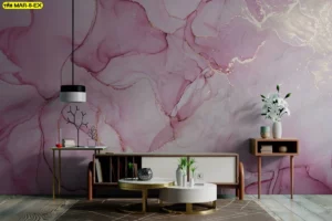 วอลเปเปอร์ศิลปะหินอ่อน แนวอาร์ตโทนชมพูม่วง สำหรับตกแต่งผนังห้องรับแขกหรือห้องนั่งเล่น เพิ่มความหรูหราและโดดเด่นให้บ้านด้วยลวดลายหินอ่อนร่วมสมัย ผิวสัมผัสลายศิลปะคมชัด โทนสีแนวแฟชั่นตอบโจทย์สายออกแบบยุคใหม่