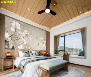 ภาพวอลเปเปอร์ดอกไม้ เน้นตกแต่งห้องพักโรงแรม รีสอร์ท สร้างความผ่อนคลาย โทนธรรมชาติหรูหรา เหมาะกับธุรกิจที่ต้องการความอบอุ่น นำเสนอเอกลักษณ์ผ่านงานศิลปะบนผนังห้อง