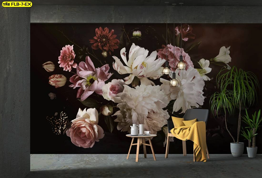 ภาพติดผนังลายดอกไม้ โทนสีนุ่มลึกสไตล์ศิลปะยุโรป ช่วยเสริมความหรูมีเอกลักษณ์ให้กับพื้นที่พักผ่อน เหมาะกับงานตกแต่งภายในที่ต้องการความพรีเมียมอบอุ่น