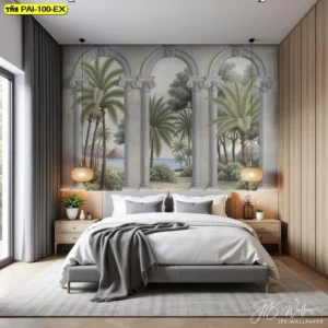เนรมิตห้องนอนให้สวยหรูราวกับภาพวาดด้วยวอลเปเปอร์ลายซุ้มประตูคลาสสิกวิวป่าไม้ธรรมชาติช่วยสร้างความรู้สึกสดชื่นและยกระดับความงามของห้องให้ดูพรีเมียม
