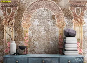 วอลเปเปอร์ภาพสถาปัตยกรรมคลาสสิกซุ้มโค้งและลวดลายศิลป์ เหมาะกับงานตกแต่งภายในระดับพรีเมียม