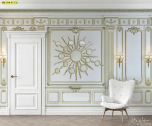 วอลเปเปอร์กรุผนังสไตล์คลาสสิกกรอบทองยุโรป ช่วยเพิ่มความหรูหราให้ห้องนั่งเล่น