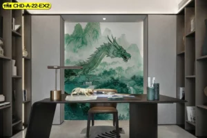 สติ๊กเกอร์ 3M พิมพ์ลายมังกรตกแต่งออฟฟิศขนาดใหญ่ติดตั้งบนผนังห้องทำงานส่วนตัวเพื่อเสริมบารมีและโชคลาภ