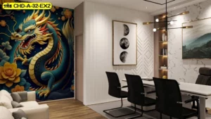 วอลเปเปอร์สั่งพิมพ์ขนาดใหญ่ลายมังกรศิลปะติดตั้งบนผนังห้องประชุมขนาดเล็กช่วยกระตุ้นความคิดสร้างสรรค์และบารมีผู้นำ