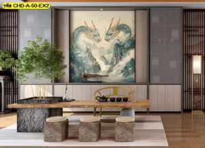 ไอเดียตกแต่งห้องรับรองด้วยวอลเปเปอร์ลายมังกรคู่มงคลพร้อมงานบิวท์อินไม้ที่เข้ากันอย่างลงตัวสร้างความประทับใจให้แขกผู้มาเยือน