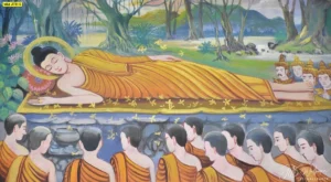 ภาพวาดพระพุทธเจ้าปางปรินิพพานงานประณีตถ่ายทอดเรื่องราวพุทธประวัติด้วยลายเส้นที่ละเอียดอ่อนเพื่อใช้เตือนสติในห้องพระ