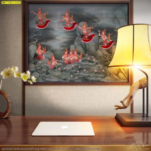 ภาพวิวป่าหิมพานต์ตกแต่งผนังแบบใส่กรอบไม้พรีเมียมในห้องทำงานช่วยสร้างบรรยากาศแห่งจินตนาการและเสริมสมาธิในการทำงาน