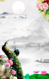 ไอเดียตกแต่งห้องนั่งเล่นด้วยวอลเปเปอร์ลายนกยูงมงคล เสริมความสง่างามยกระดับบ้านให้ดูแพงแบบมืออาชีพ