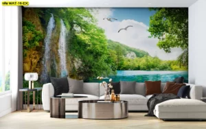 วอลเปเปอร์ภาพวิวน้ำตก และภาพแคนวาสติดผนังลายน้ำตกและนกมงคล ช่วยสร้างบรรยากาศอิสระและการเริ่มต้นใหม่ที่เปี่ยมด้วยโชคลาภ