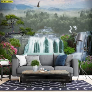 สั่งพิมพ์วอลเปเปอร์ภาพน้ำตกตามขนาดพื้นที่แบบพาโนรามาพร้อมภาพนกอินทรีเสริมอำนาจบารมีและการตัดสินใจที่แม่นยำ