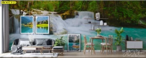 วอลเปเปอร์ลายน้ำตกขนาดกว้างพิเศษ สำหรับตกแต่งพื้นที่รับประทานอาหารสร้างบรรยากาศผ่อนคลายและดูเป็นธรรมชาติที่สมบูรณ์แบบ