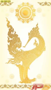 วอลเปเปอร์ลายหงส์ไทยสีทองพื้นหลังสีครีมขาว ภาพพิมพ์คุณภาพพรีเมียม เหมาะสำหรับแต่งบ้านสไตล์ไทยโมเดิร์น