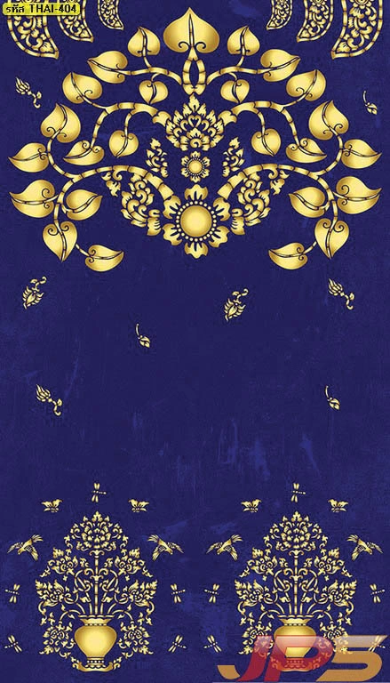 สติ๊กเกอร์ 3M ลายไทยติดกระจกห้องพระพื้นสีน้ำเงินเข้มตกแต่งด้วยลายต้นโพธิ์ทองคำเสริมความสิริมงคลและสงบภายในบ้าน