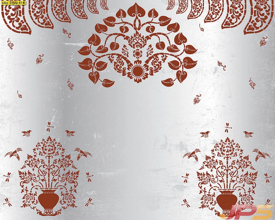 ภาพมงคลติดผนังห้องพระสไตล์โมเดิร์นคลาสสิกพื้นสีเงินลายน้ำตาลแดงดีไซน์เรียบหรูที่เข้ากับการตกแต่งบ้านยุคใหม่ได้อย่างลงตัว