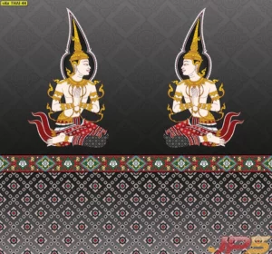 ตัวอย่างวอลเปเปอร์เทพพนมพื้นดำลายทอง เมื่อติดตั้งจริงในห้องพระ ช่วยกำหนดบรรยากาศของพื้นที่ให้ชัดเจน